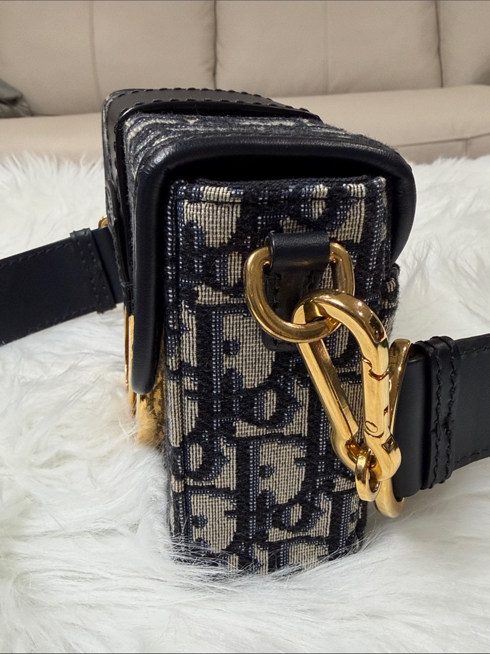 Christian Dior Oblique Navy Canvas CD Buckle Flap Crossbody Bag - Picture 11 of 16